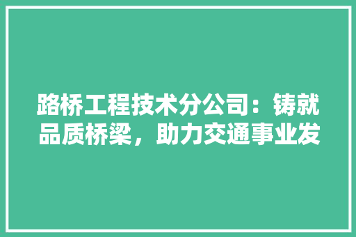 路桥工程技术分公司：铸就品质桥梁，助力交通事业发展 室内设计