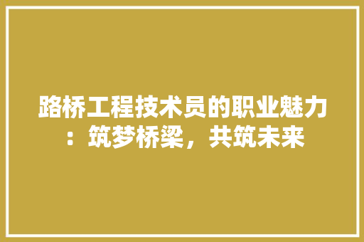 路桥工程技术员的职业魅力：筑梦桥梁，共筑未来 室内设计