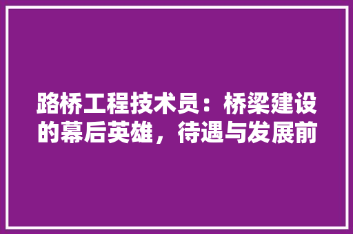 路桥工程技术员：桥梁建设的幕后英雄，待遇与发展前景分析 室内设计
