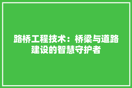 路桥工程技术：桥梁与道路建设的智慧守护者 室内设计