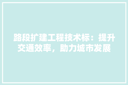 路段扩建工程技术标：提升交通效率，助力城市发展 室内设计