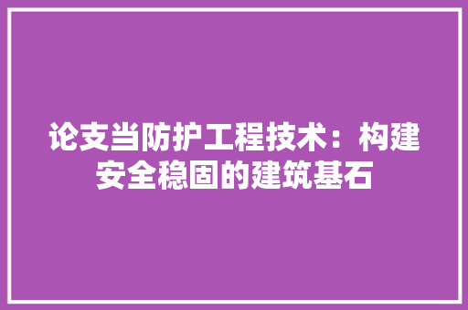 论支当防护工程技术：构建安全稳固的建筑基石