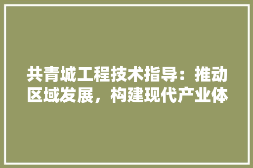 共青城工程技术指导：推动区域发展，构建现代产业体系
