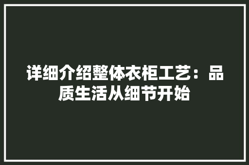详细介绍整体衣柜工艺：品质生活从细节开始