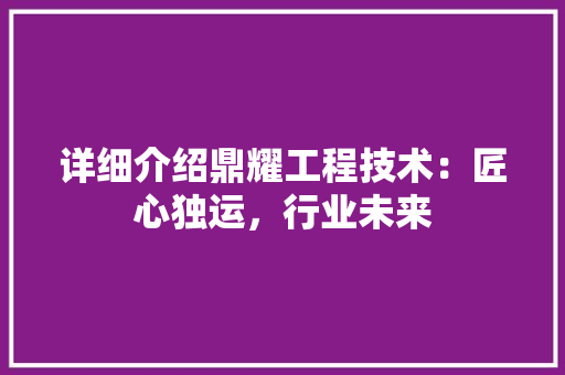 详细介绍鼎耀工程技术：匠心独运，行业未来 室内设计