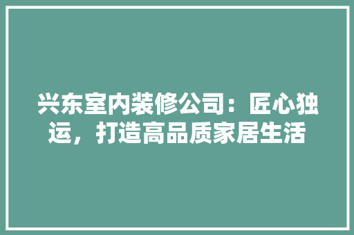兴东室内装修公司：匠心独运，打造高品质家居生活