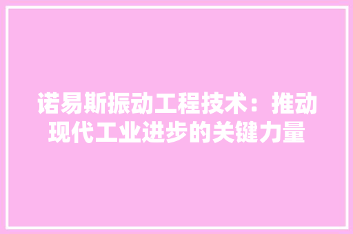 诺易斯振动工程技术：推动现代工业进步的关键力量