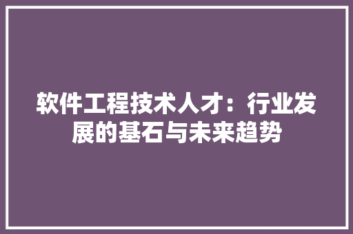 软件工程技术人才：行业发展的基石与未来趋势