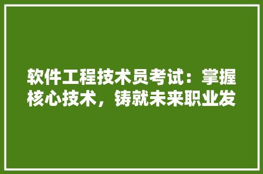 软件工程技术员考试：掌握核心技术，铸就未来职业发展之路 室内设计