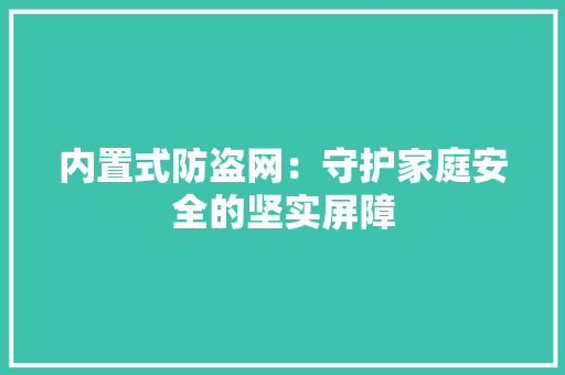 内置式防盗网：守护家庭安全的坚实屏障 家居装修