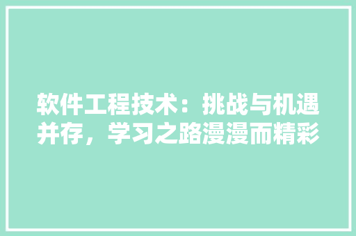 软件工程技术：挑战与机遇并存，学习之路漫漫而精彩 室内设计