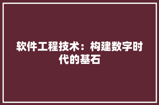 软件工程技术：构建数字时代的基石 室内设计