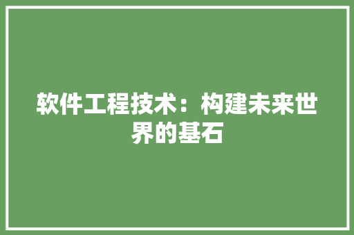 软件工程技术：构建未来世界的基石 室内设计