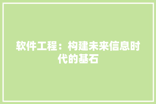 软件工程：构建未来信息时代的基石