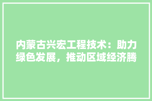 内蒙古兴宏工程技术：助力绿色发展，推动区域经济腾飞 家居装修