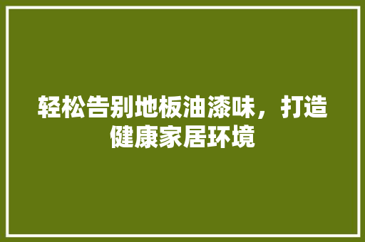轻松告别地板油漆味，打造健康家居环境 室内设计