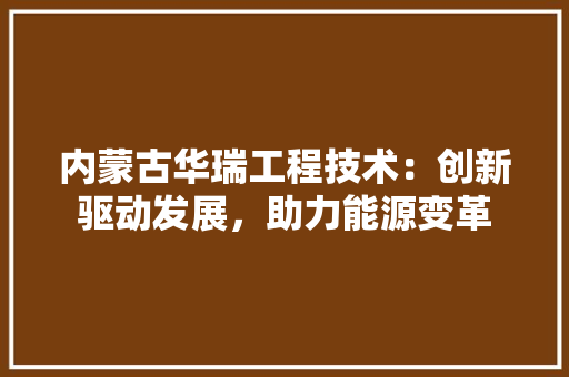 内蒙古华瑞工程技术：创新驱动发展，助力能源变革 家居装修