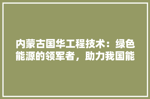 内蒙古国华工程技术：绿色能源的领军者，助力我国能源转型 家居装修