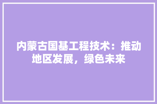 内蒙古国基工程技术：推动地区发展，绿色未来