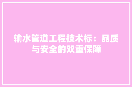 输水管道工程技术标：品质与安全的双重保障 室内设计