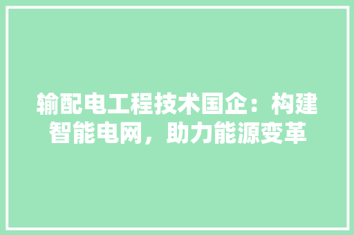 输配电工程技术国企：构建智能电网，助力能源变革