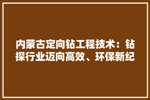 内蒙古定向钻工程技术：钻探行业迈向高效、环保新纪元 家居装修