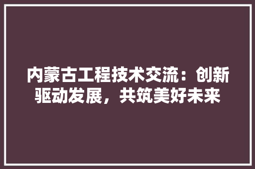 内蒙古工程技术交流：创新驱动发展，共筑美好未来 家居装修