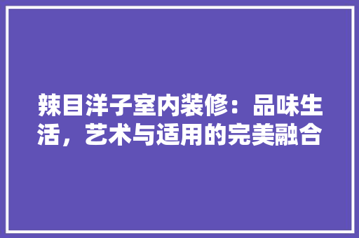 辣目洋子室内装修：品味生活，艺术与适用的完美融合 室内设计