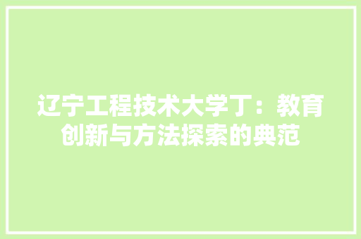 辽宁工程技术大学丁：教育创新与方法探索的典范
