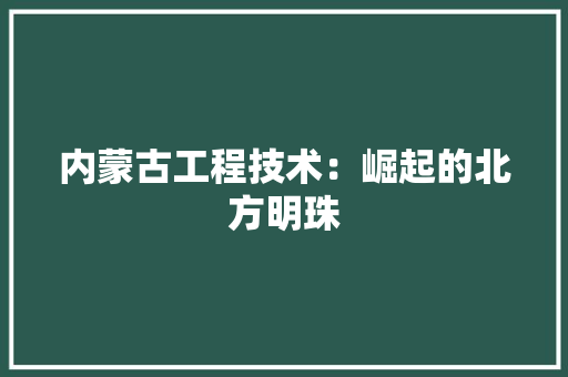 内蒙古工程技术：崛起的北方明珠 家居装修