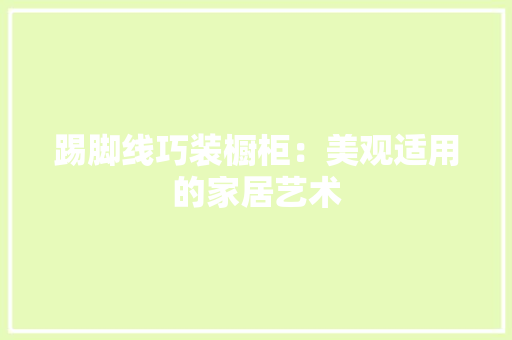 踢脚线巧装橱柜：美观适用的家居艺术 室内设计