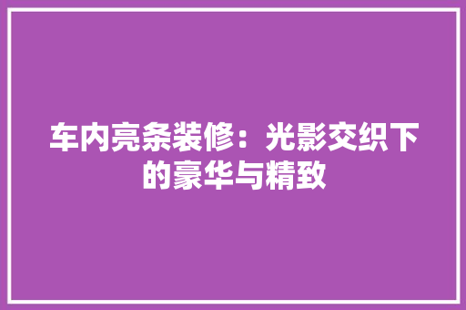 车内亮条装修：光影交织下的豪华与精致 室内设计