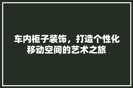车内柜子装饰，打造个性化移动空间的艺术之旅 室内设计