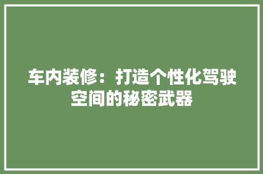 车内装修：打造个性化驾驶空间的秘密武器 室内设计