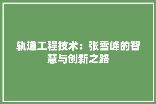 轨道工程技术：张雪峰的智慧与创新之路 室内设计