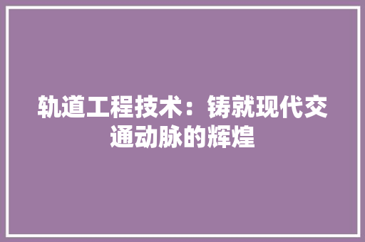 轨道工程技术：铸就现代交通动脉的辉煌 室内设计