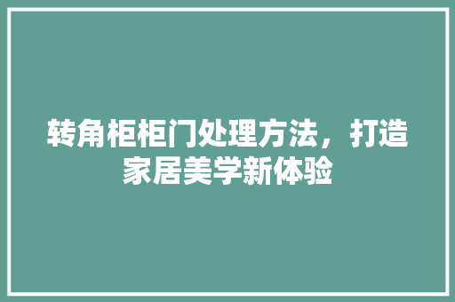 转角柜柜门处理方法，打造家居美学新体验