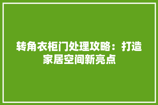 转角衣柜门处理攻略：打造家居空间新亮点