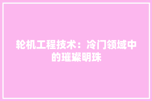 轮机工程技术：冷门领域中的璀璨明珠 室内设计