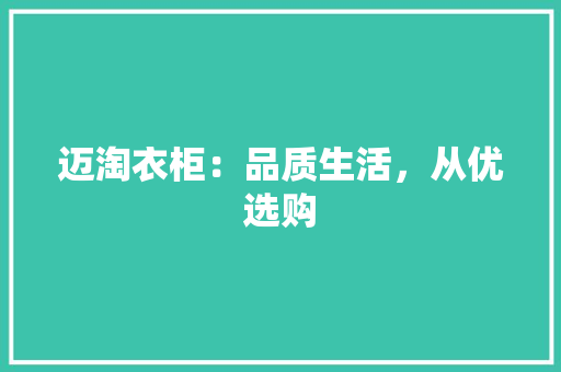 迈淘衣柜：品质生活，从优选购 室内设计
