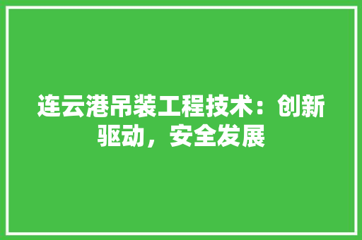 连云港吊装工程技术：创新驱动，安全发展