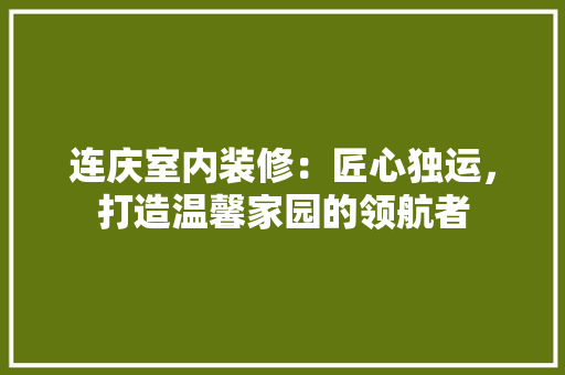 连庆室内装修：匠心独运，打造温馨家园的领航者 室内设计