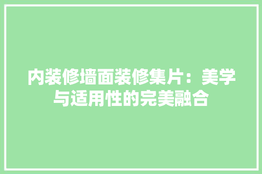 内装修墙面装修集片：美学与适用性的完美融合 家居装修