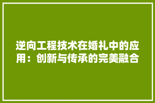 逆向工程技术在婚礼中的应用：创新与传承的完美融合 室内设计