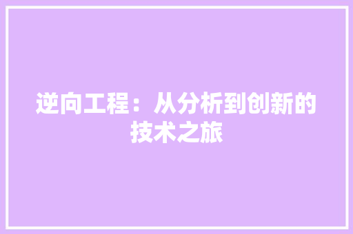 逆向工程：从分析到创新的技术之旅 室内设计