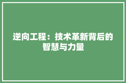 逆向工程：技术革新背后的智慧与力量 室内设计