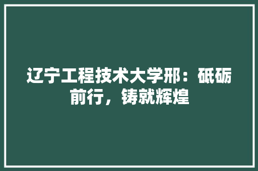 辽宁工程技术大学邢：砥砺前行，铸就辉煌