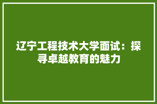 辽宁工程技术大学面试：探寻卓越教育的魅力 室内设计