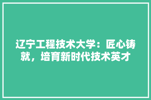 辽宁工程技术大学：匠心铸就，培育新时代技术英才 室内设计