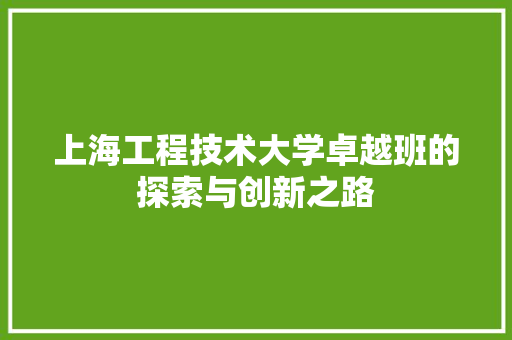 上海工程技术大学卓越班的探索与创新之路 地板材料